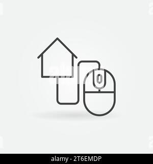Computer Mouse with House vector thin line concept icon or design element Stock Vector
