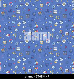 Science, Technology, Engineering and Mathematics concept modern seamless pattern - vector STEM colored background Stock Vector