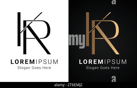Luxury Initial KR or RK Monogram Text Letter Logo Design Stock Vector