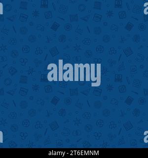 STEM - Science, Technology, Engineering and Math vector concept blue seamless pattern or background Stock Vector