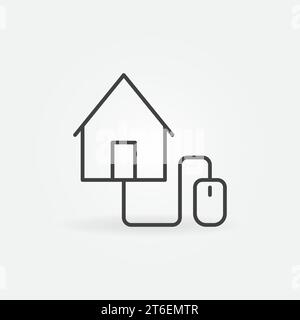 Real Estate connected with Computer Mouse vector concept icon or symbol in thin line style Stock Vector