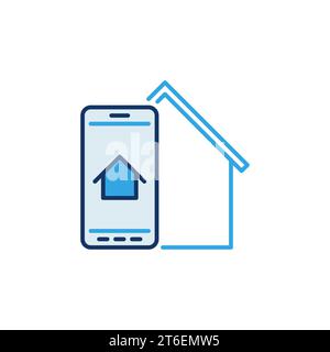 Smart-phone with House colored icon. Vector Real Estate Searching mobile App concept sign Stock Vector