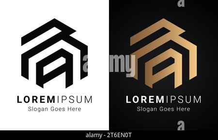 Luxury Initial RA or AR Monogram Text Letter Logo Design Stock Vector
