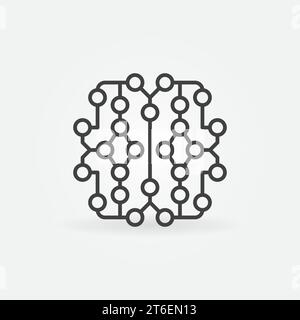 Human Brain Neural Connections vector thin line concept icon or symbol Stock Vector