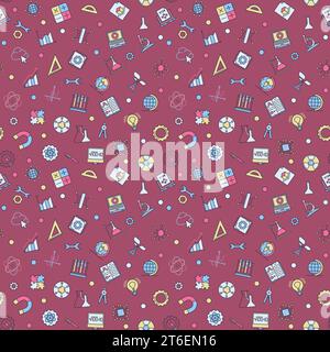 Science and STEM Education vector colored modern seamless pattern or background Stock Vector