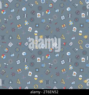 STEM Learning vector colorful seamless pattern. Science concept creative background Stock Vector