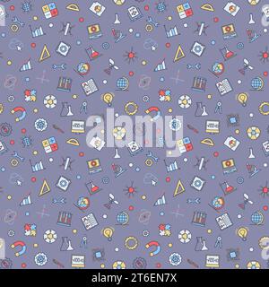STEM - Science colorful seamless pattern - vector Back to School concept modern background Stock Vector