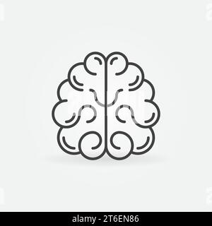Human Brain outline icon - Vector symapses concept line symbol Stock Vector