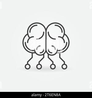 Human Brain Neurons vector concept minimal icon or symbol in thin line style Stock Vector