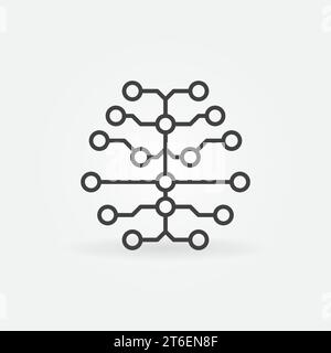 Vector Human Brain Neuron Connections outline Neurology concept minimal icon or symbol Stock Vector