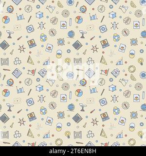 STEM Education vector Science concept colored seamless pattern - Back to School creative background Stock Vector