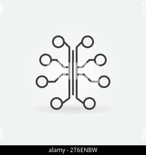Human Brain connections vector thin line Neural Network concept minimal icon or symbol Stock Vector