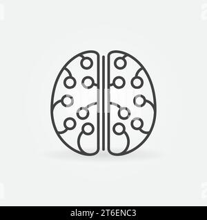 Human Brain with Neuron Connections thin line vector concept simple icon or logo element Stock Vector