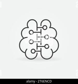 Neuron Connections in Human Brain thin line vector icon or logo element Stock Vector