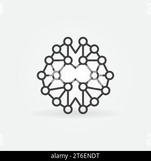 Human Brain Synapses vector concept icon or symbol in outline style Stock Vector