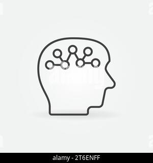 Synapses in Brain vector Human Head concept icon or symbol in thin line style Stock Vector