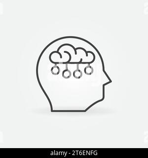 Vector Human Head and Brain Neuron Connections outline concept icon or symbol Stock Vector