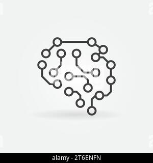Vector Human Brain Connections thin line concept icon or logo element Stock Vector