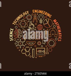 Science, Technology, Engineering and Mathematics STEM vector circular concept creative colored banner or illustration Stock Vector