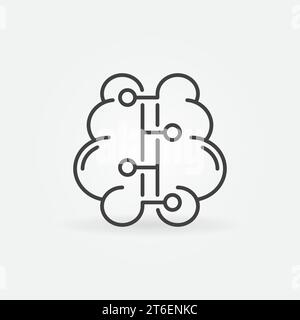 Vector Human Brain with Connections thin line minimal icon or sign Stock Vector