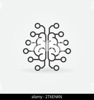 Neuron Connections in Human Brain thin line icon - vector concept linear symbol Stock Vector