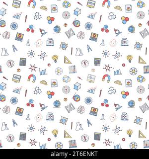 Science, Technology, Engineering and Math - STEM learning concept vector colorful creative seamless pattern or background Stock Vector