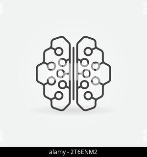 Neuron Connections in Human Brain outline icon - vector Synapses concept linear symbol or design element Stock Vector