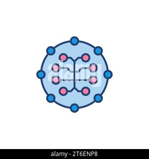 Machine Learning or AI Digital Brain vector concept round modern colored icon or sign Stock Vector