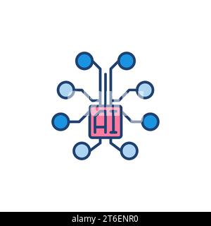 AI Digital Brain colored icon - vector concept creative sign Stock Vector