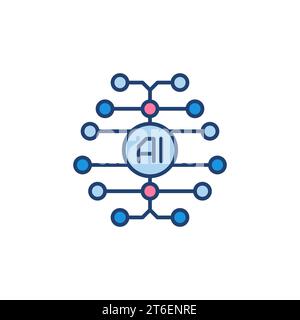 Digital Brain icon. Vector AI Artificial Intelligence concept colored symbol Stock Vector