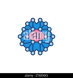 Digital Brain colored vector icon - AI or ML concept modern symbol Stock Vector