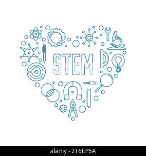 STEM Heart-Shaped concept vector illustration. Science, Technology, Engineering and Mathematics Banner Stock Vector