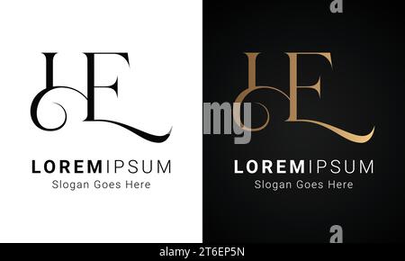 Luxury Initial HE or EH Monogram Text Letter Logo Design Stock Vector