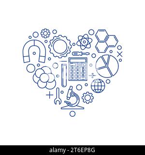 STEM Heart concept minimal banner - Science, Technology, Engineering and Mathematics Education vector heart-shaped illustration Stock Vector