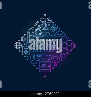 STEM - Science, Technology, Engineering and Mathematics Education concept Diamond-Shaped colored banner. Vector modern outline illustration Stock Vector