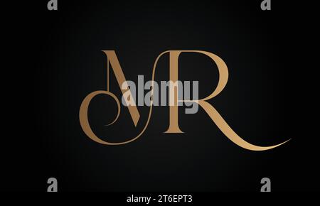 Luxury Initial RM or MR Monogram Text Letter Logo Design Stock Vector