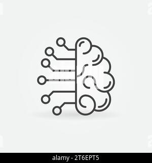 Artificial Intelligence Brain outline minimal icon - AI Cyberbrain vector concept symbol or logo element Stock Vector