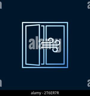 Airing Room outline colorful icon - Window vector concept linear modern sign on dark background Stock Vector
