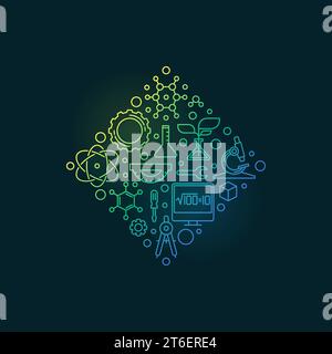 STEM - Science, Technology, Engineering and Mathematics diamond shaped creative colorful banner - vector Back to School illustration in line style Stock Vector