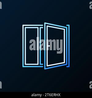 Room Ventilation concept - Opened Window vector thin line colorful icon or logo element on dark background Stock Vector