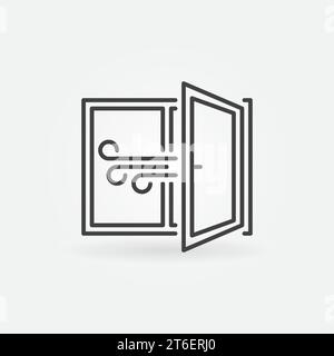 Airing the Room line icon - Open Window outline vector concept sign Stock Vector