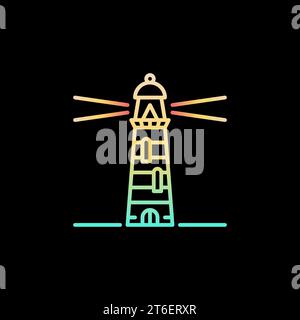 Lighthouse Building vector concept colorful outline icon or design element on dark background Stock Vector