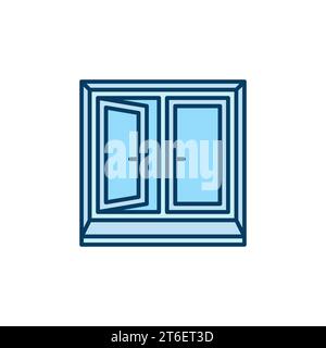 Opened Window vector concept blue icon or symbol Stock Vector