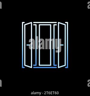 Opened House Window vector concept colorful outline icon or sign on dark background Stock Vector