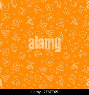 Egyptian Pyramid vector Egypt History concept outline seamless pattern Stock Vector