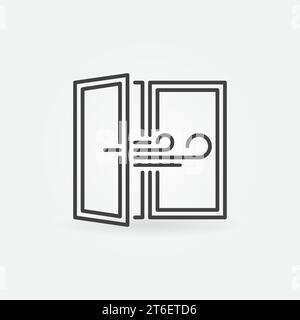 Room Ventilation line icon - Opened Window outline vector concept symbol Stock Vector