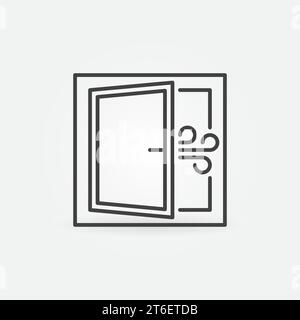Opened Window vector Room Airing concept icon or sign in outline style Stock Vector