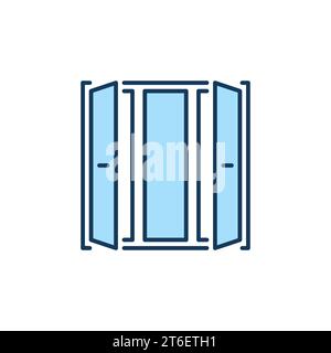 Vector Opened House Window concept colored icon or symbol Stock Vector