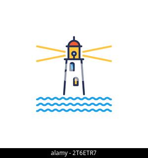 Lighthouse in the Middle of the Sea vector concept colored icon or symbol Stock Vector