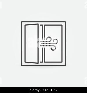 Window outline icon. Airing the Room vector concept linear symbol Stock Vector